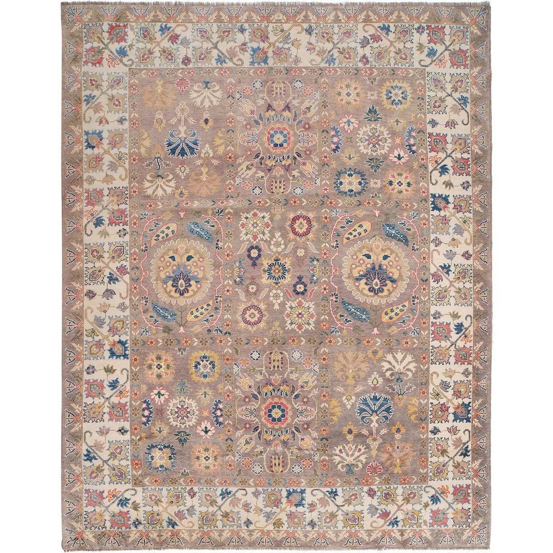 Muted Beige Afghan Oushak Rug 9' 1" x 11' 7" Hand-Knotted | No. AL16717