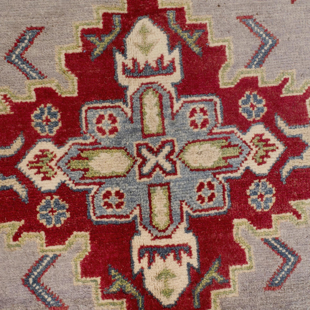 Gray Afghan Kazak Rug 5' 0" x 6' 7" Hand-Knotted | No. AL16749