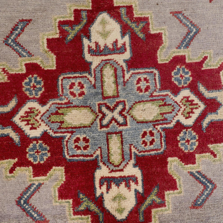 Gray Afghan Kazak Rug 5' 0" x 6' 7" Hand-Knotted | No. AL16749