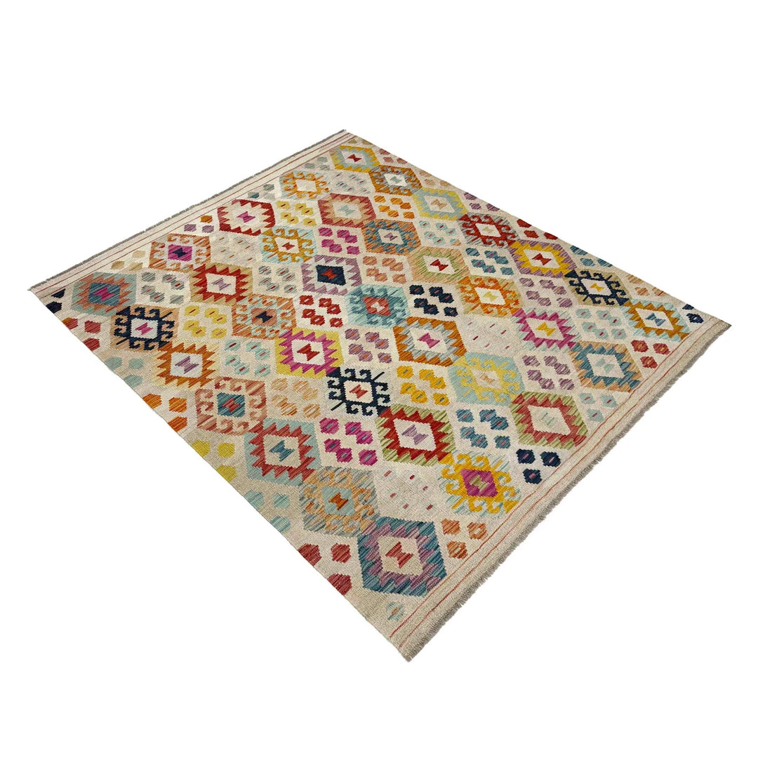 Afghan Vegetable Kilim Rug 5' 1" x 6' 5" Flat-Weave | No. AL167529