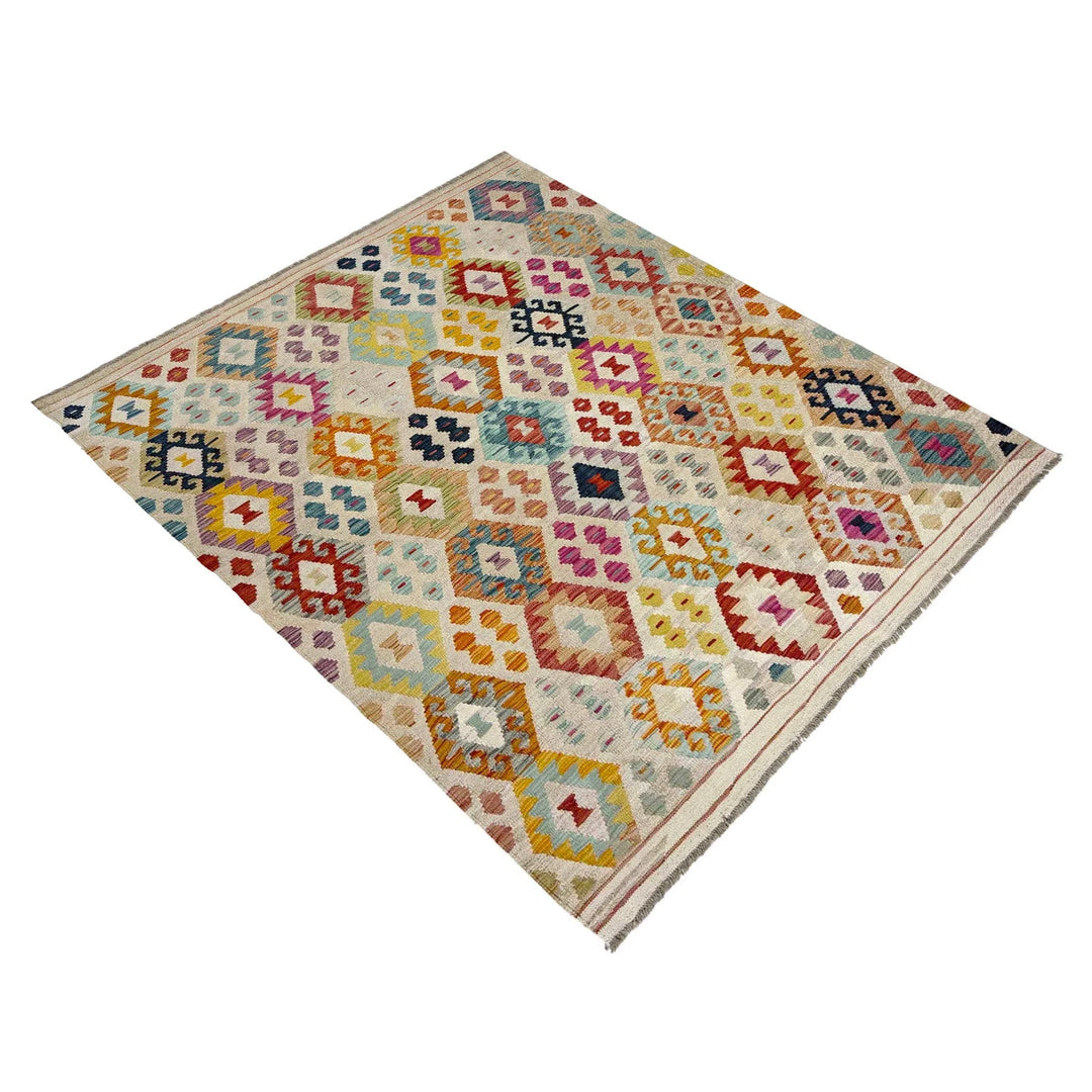 Afghan Vegetable Kilim Rug 5' 1" x 6' 5" Flat-Weave | No. AL167529