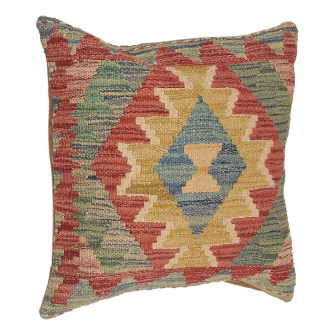 Afghan Kilim Cushion 1' 6" x 1' 6" Flat-Weave | No. AL16823