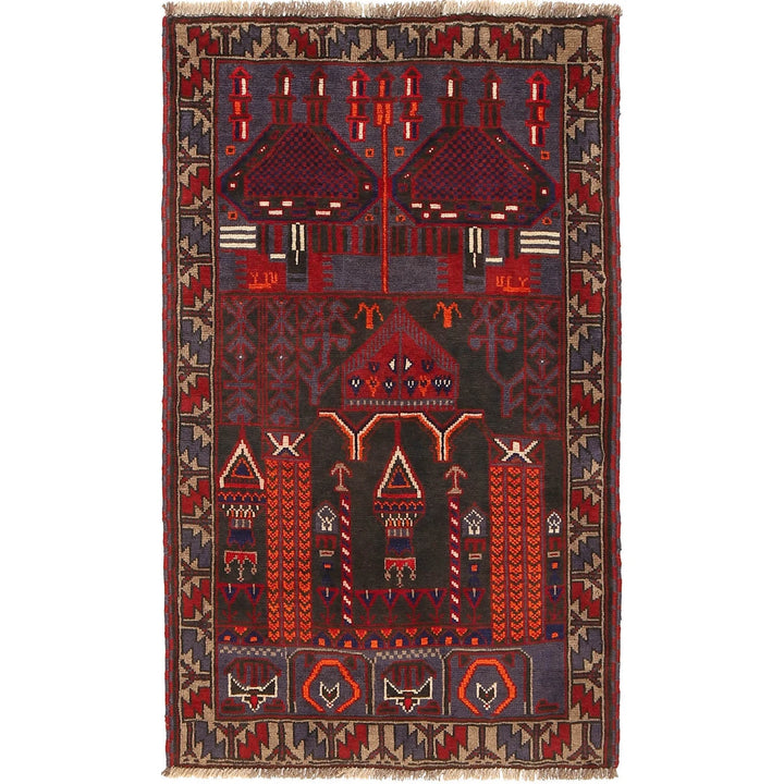Afghan Prayer Rug 2' 10" x 4' 8" Hand-Knotted | No. AL16893