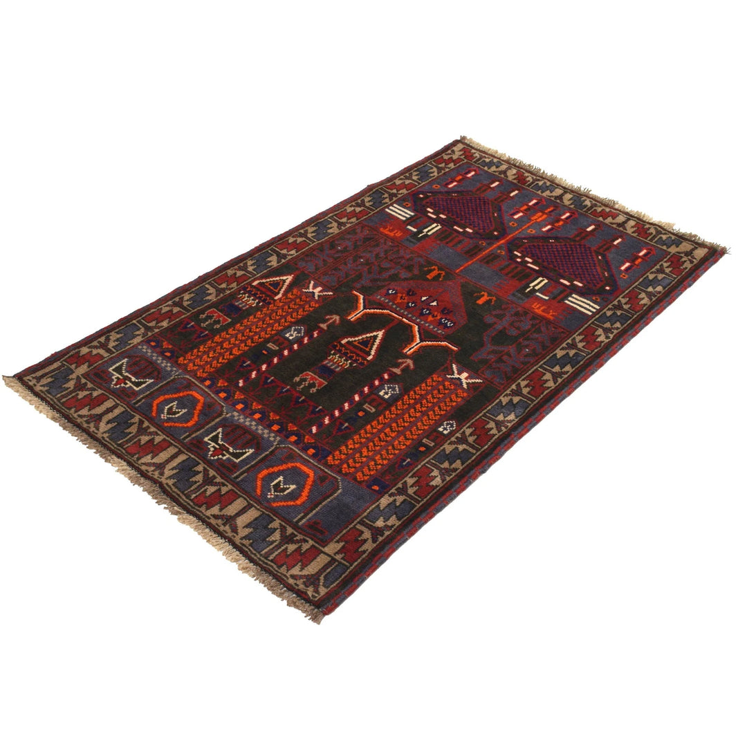 Afghan Prayer Rug 2' 10" x 4' 8" Hand-Knotted | No. AL16893