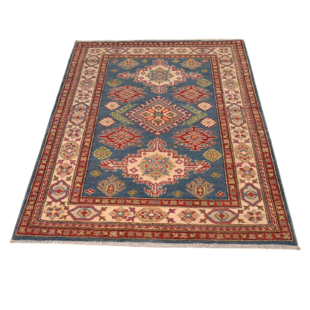 Blue Afghan Kazak Rug 3' 3" x 5' 0" Hand-Knotted | No. AL16916