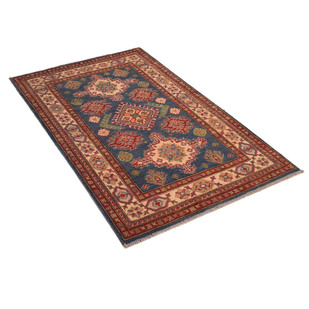 Blue Afghan Kazak Rug 3' 3" x 5' 0" Hand-Knotted | No. AL16916