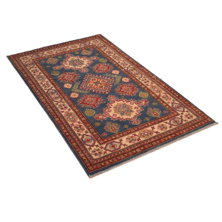 Blue Afghan Kazak Rug 3' 3" x 5' 0" Hand-Knotted | No. AL16916
