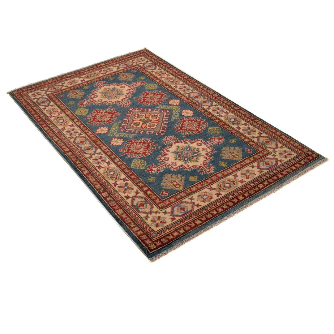 Blue Afghan Kazak Rug 3' 3" x 5' 0" Hand-Knotted | No. AL16916