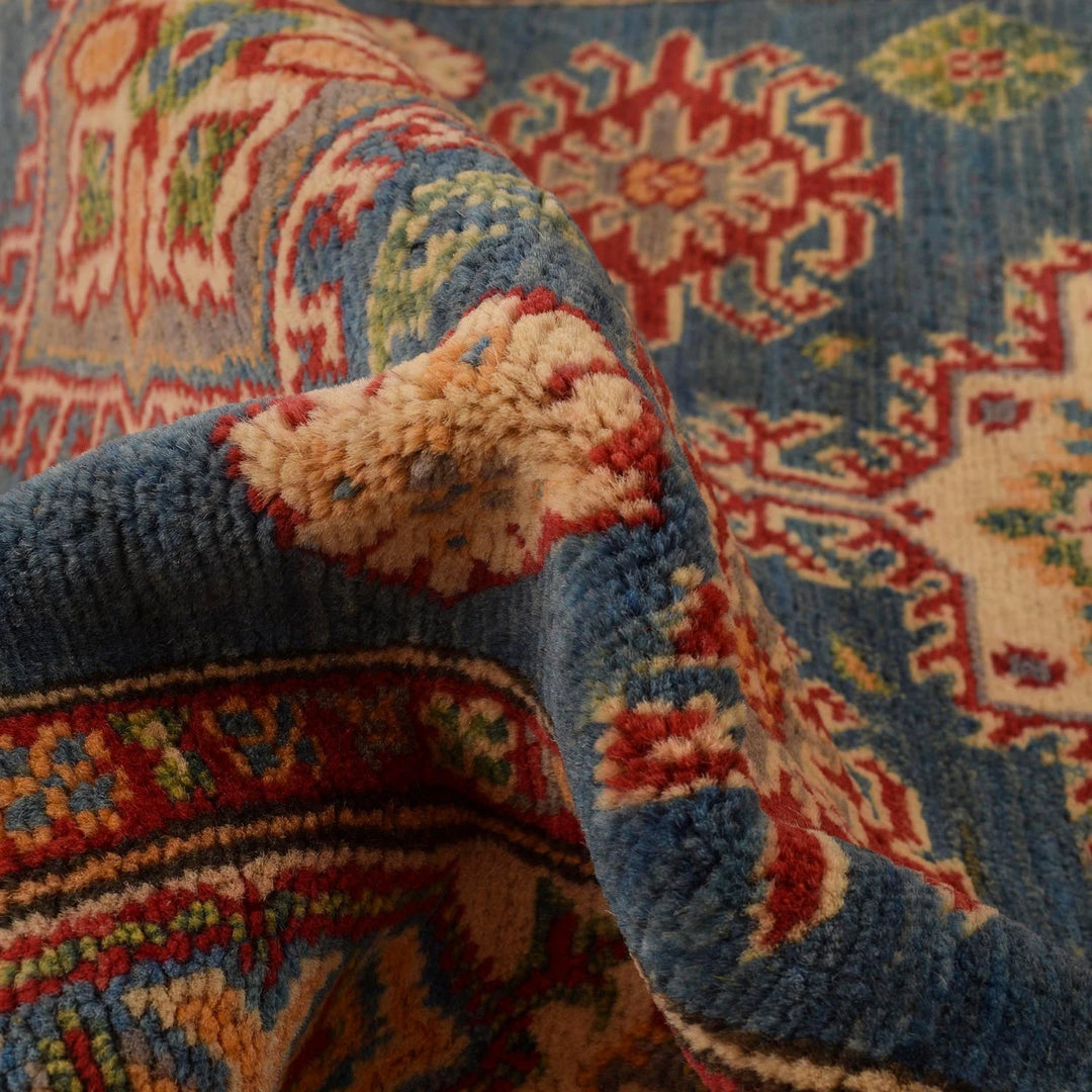 Blue Afghan Kazak Rug 3' 3" x 5' 0" Hand-Knotted | No. AL16916