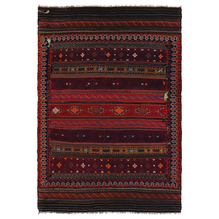 Afghan Laghari Kilim 4' 9" x 6' 10" Flat-Weave | No. AL16928