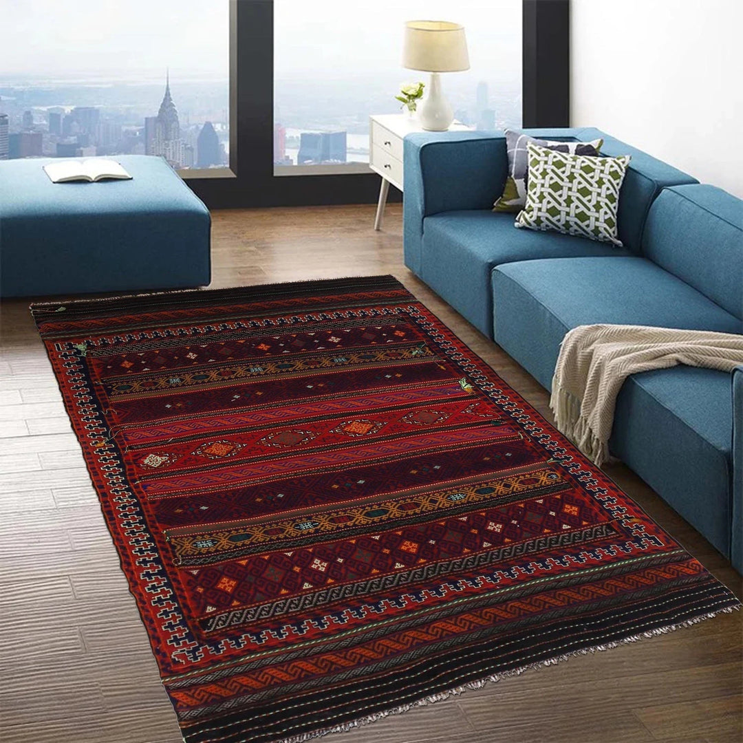 Afghan Laghari Kilim 4' 9" x 6' 10" Flat-Weave | No. AL16928