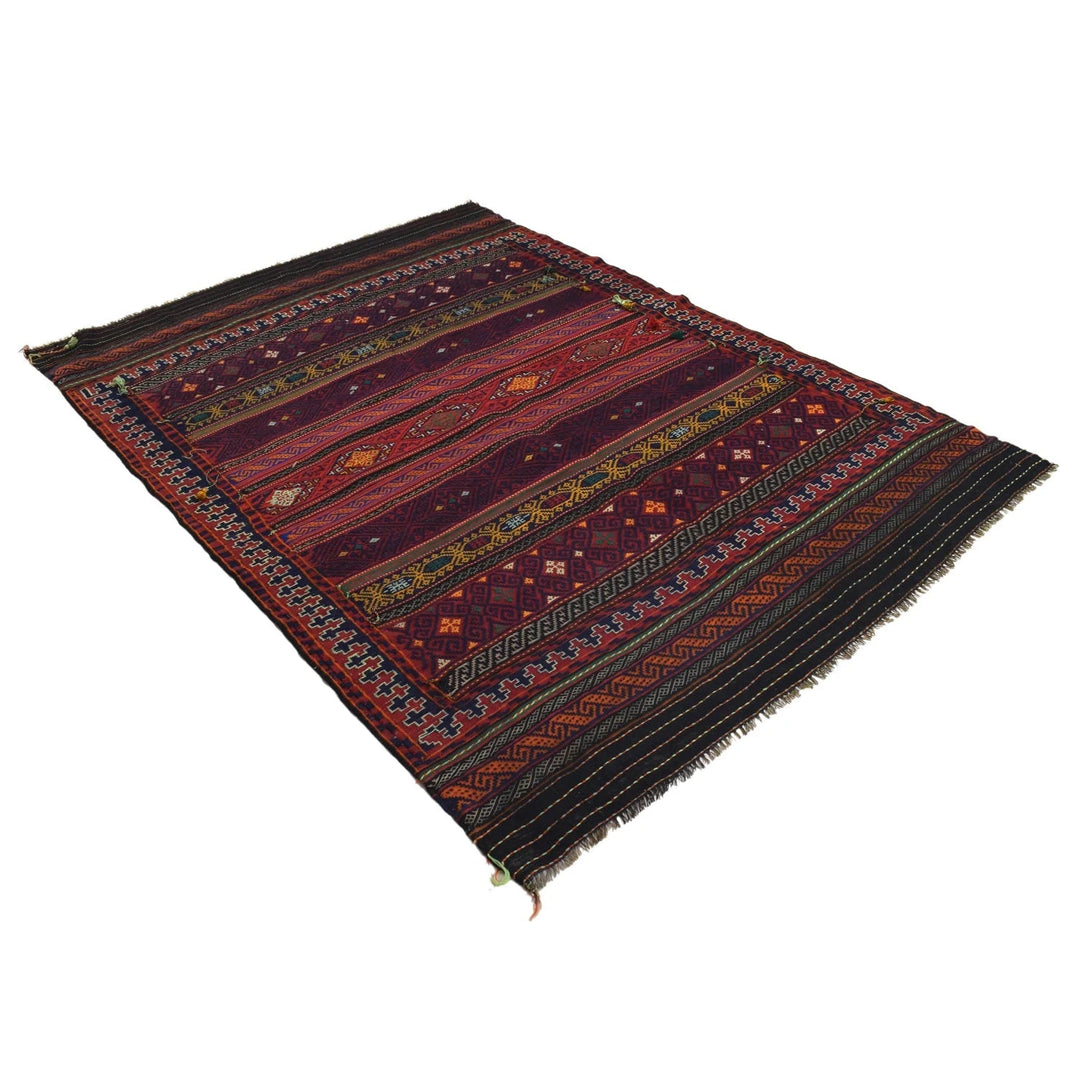 Afghan Laghari Kilim 4' 9" x 6' 10" Flat-Weave | No. AL16928