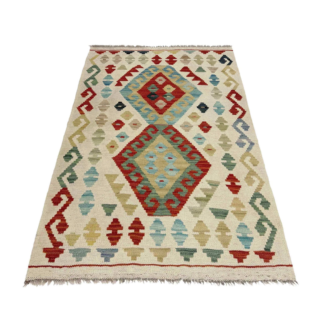 Afghan Vegetable Kilim Rug 2'6" x 4'3" Flat-Weave | No. AL16946