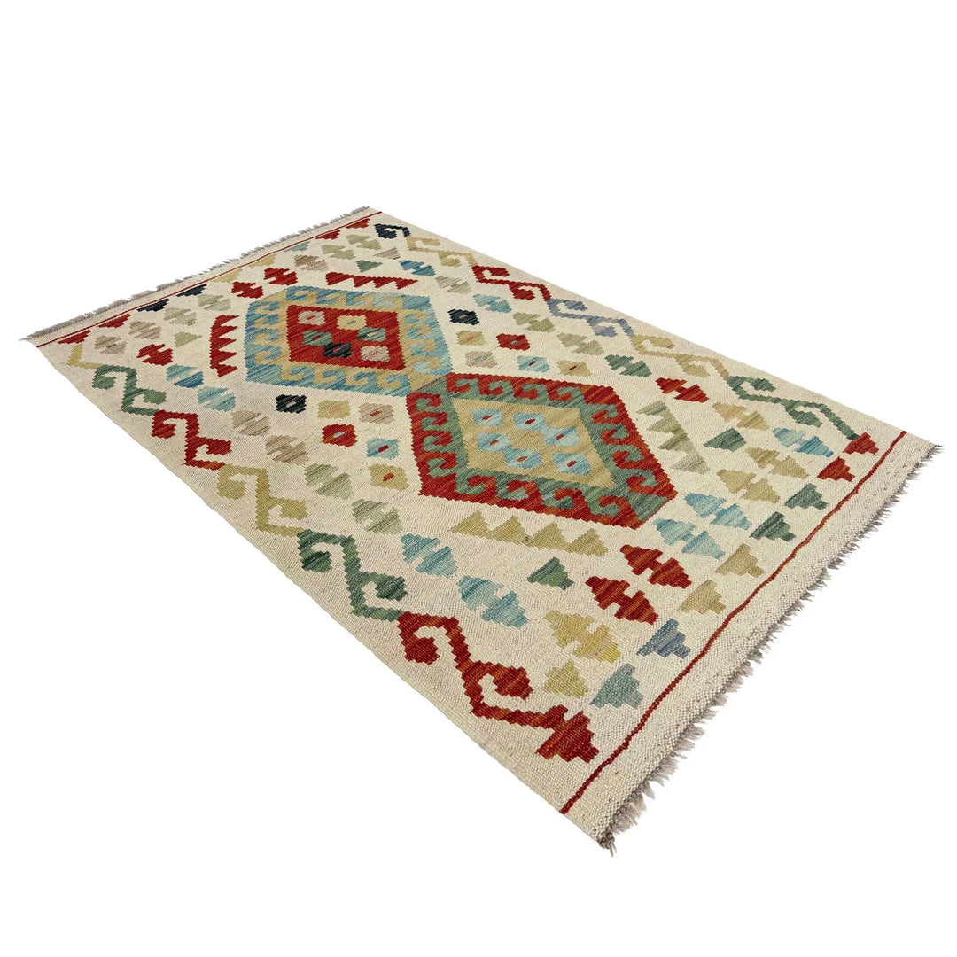 Afghan Vegetable Kilim Rug 2'6" x 4'3" Flat-Weave | No. AL16946