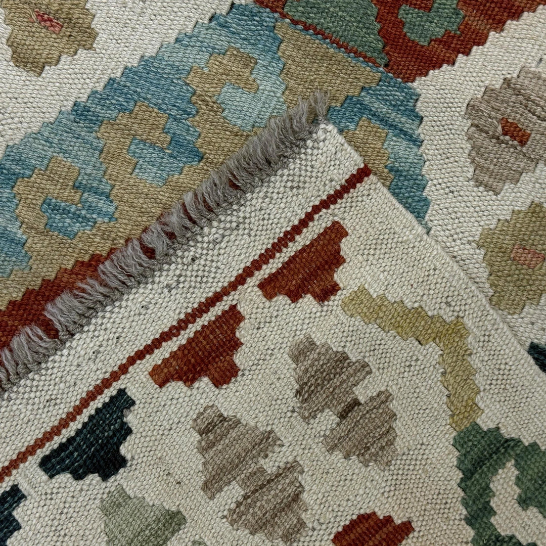 Afghan Vegetable Kilim Rug 2'6" x 4'3" Flat-Weave | No. AL16946