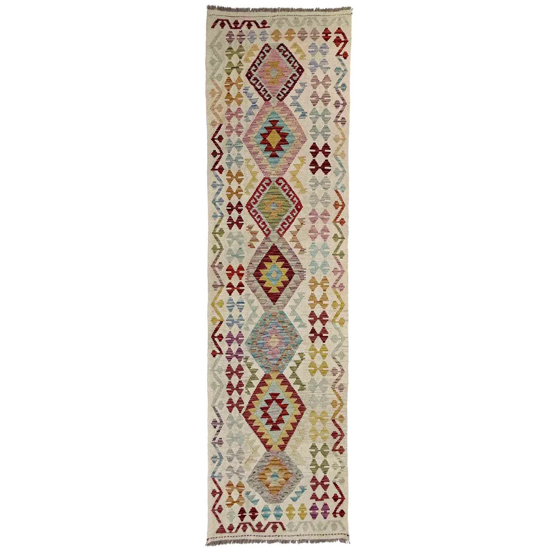 Afghan Vegetable Kilim Runner 2' 8" x 9' 9" Flat-Weave | No. AL169742