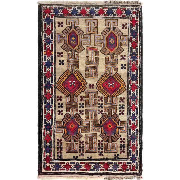 Afghan Baluchi Rug 2' 7" x 4' 7" Hand-Knotted | No. AL16977
