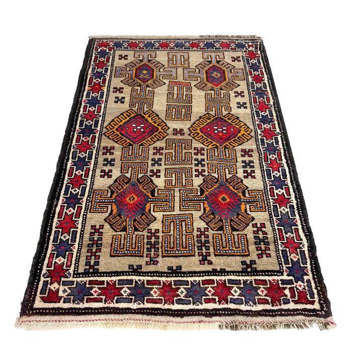 Afghan Baluchi Rug 2' 7" x 4' 7" Hand-Knotted | No. AL16977