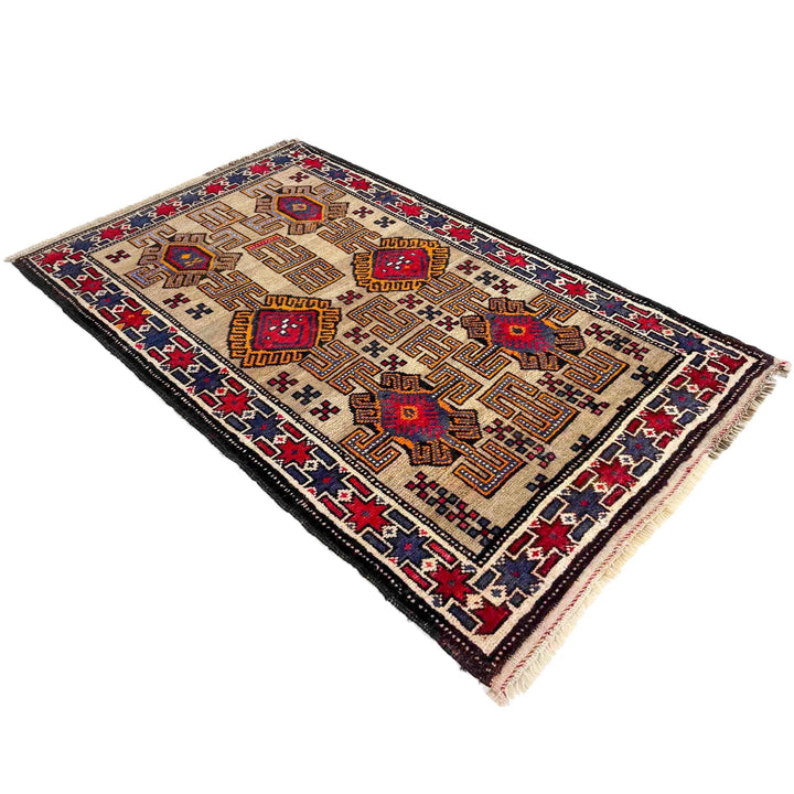 Afghan Baluchi Rug 2' 7" x 4' 7" Hand-Knotted | No. AL16977