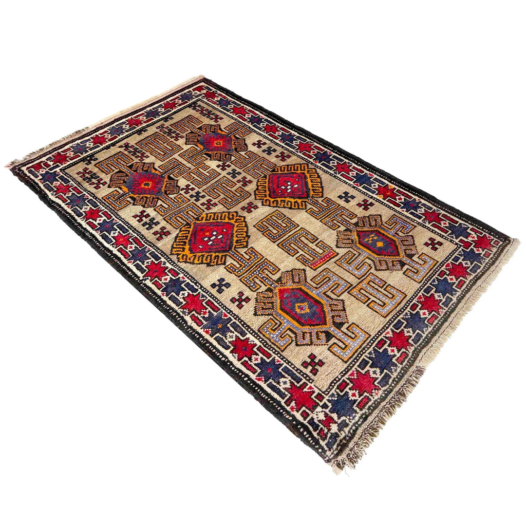 Afghan Baluchi Rug 2' 7" x 4' 7" Hand-Knotted | No. AL16977