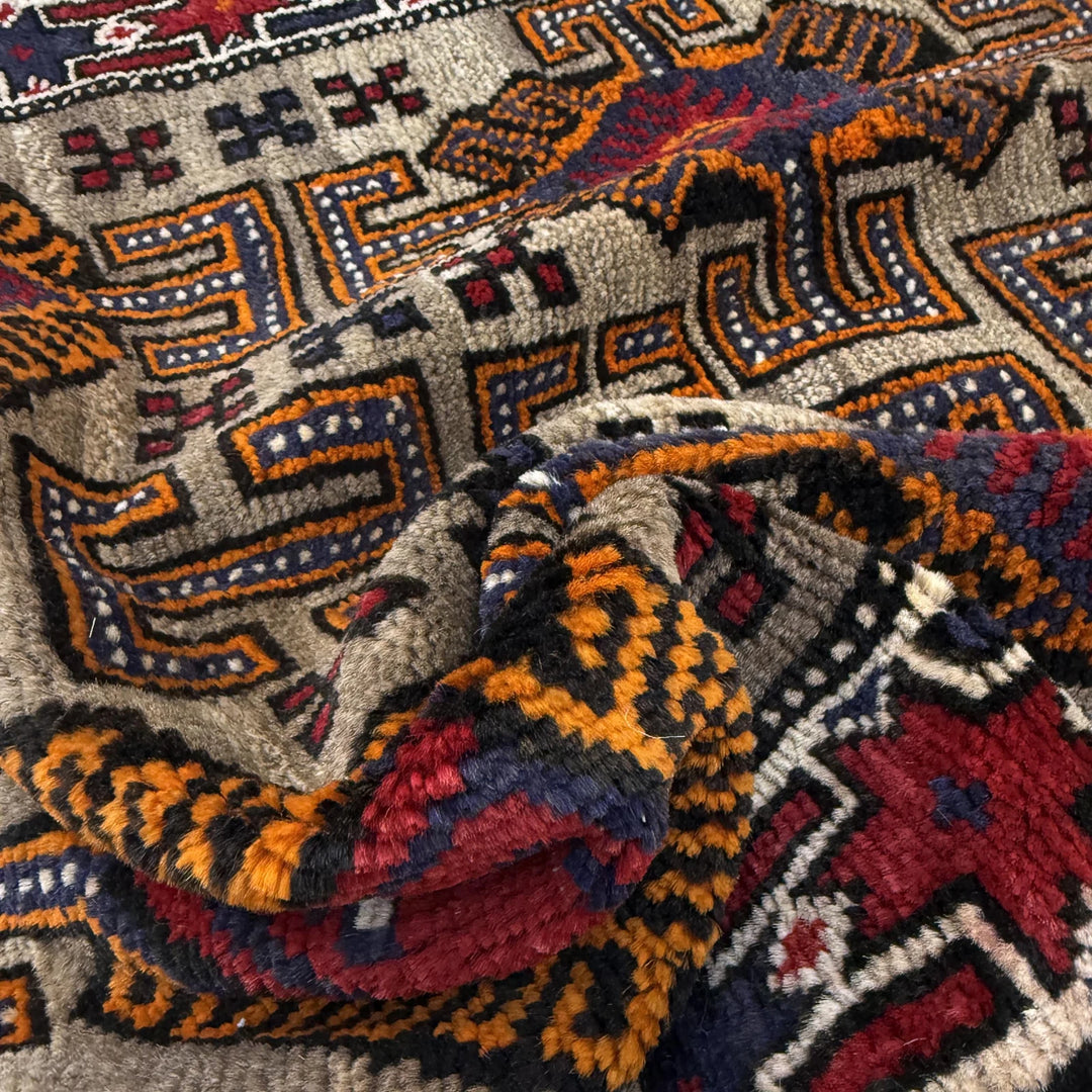 Afghan Baluchi Rug 2' 7" x 4' 7" Hand-Knotted | No. AL16977