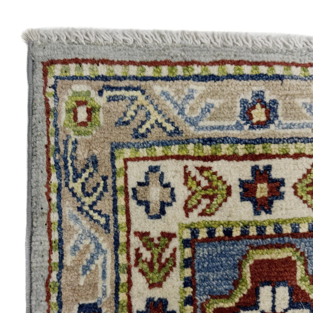 Gray Afghan Kazak Rug 5' 5" x 7' 10" Hand-Knotted | No. AL17014