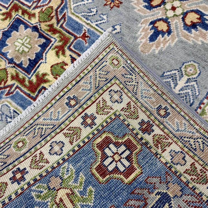 Gray Afghan Kazak Rug 5' 5" x 7' 10" Hand-Knotted | No. AL17014