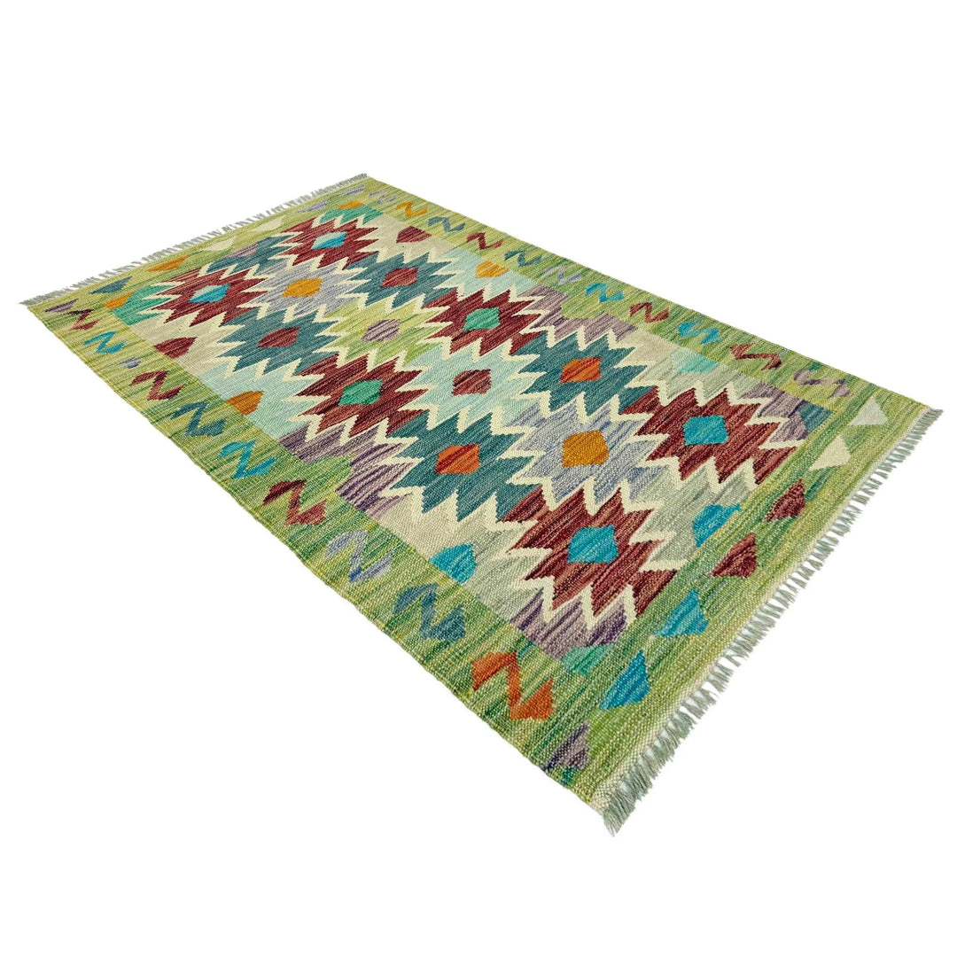 Afghan Vegetable Kilim Rug 2' 6" x 4' 1" Flat-Weave | No. AL170382