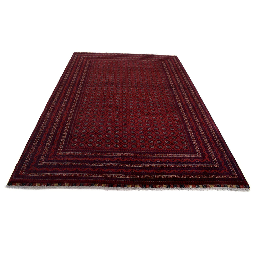 Red Afghan Khoja Roshnai Rug 6' 6" x 9' 7" Hand-Knotted | No. AL17061