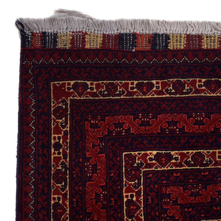 Red Afghan Khoja Roshnai Rug 6' 6" x 9' 7" Hand-Knotted | No. AL17061