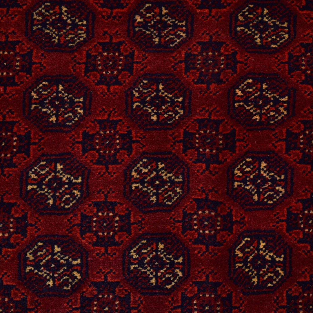 Red Afghan Khoja Roshnai Rug 6' 6" x 9' 7" Hand-Knotted | No. AL17061