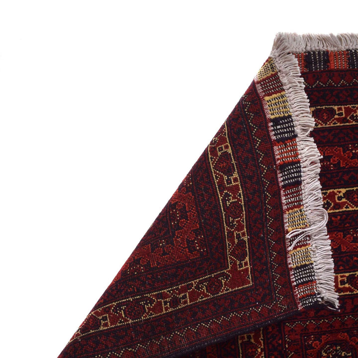 Red Afghan Khoja Roshnai Rug 6' 6" x 9' 7" Hand-Knotted | No. AL17061