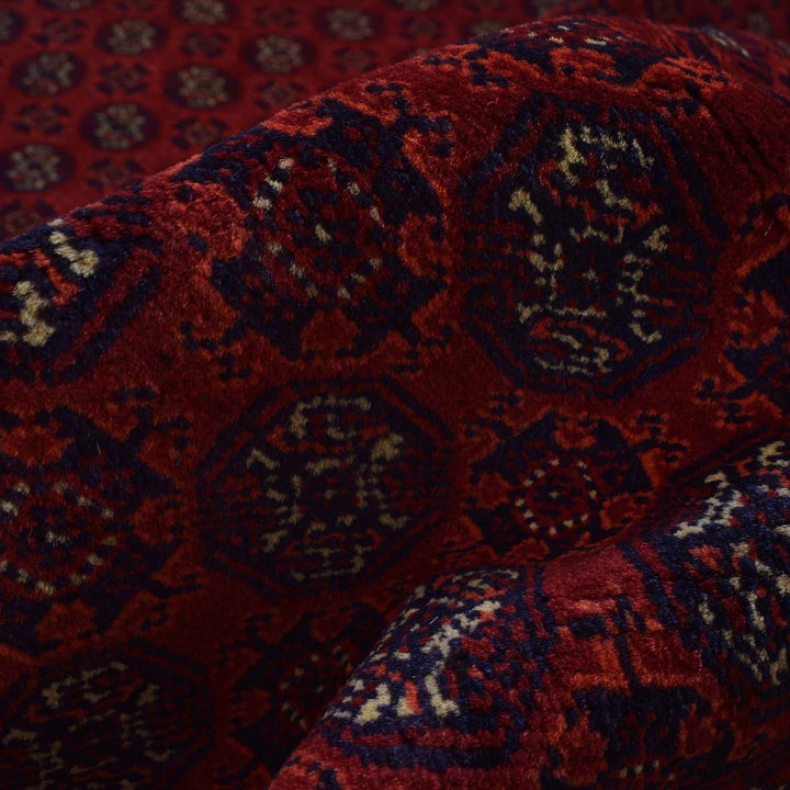 Red Afghan Khoja Roshnai Rug 6' 6" x 9' 7" Hand-Knotted | No. AL17061