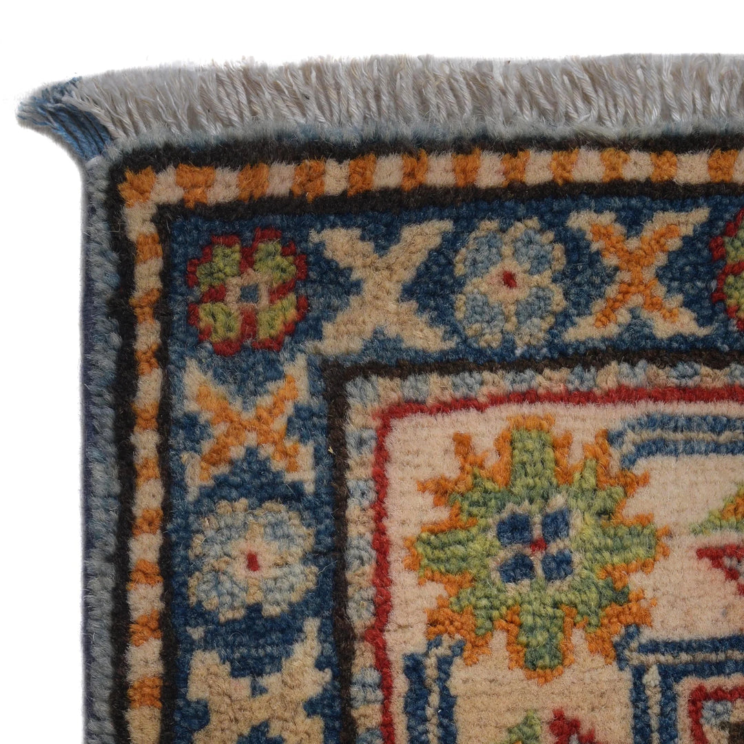Blue Afghan Kazak Rug 2' 8" x 12' 9" Hand-Knotted | No. AL17082