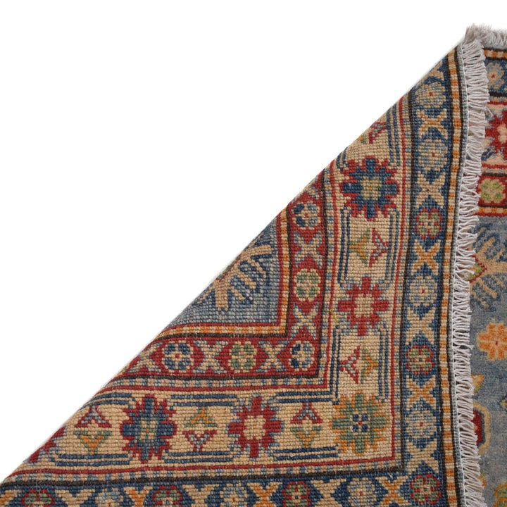 Blue Afghan Kazak Rug 2' 8" x 12' 9" Hand-Knotted | No. AL17082
