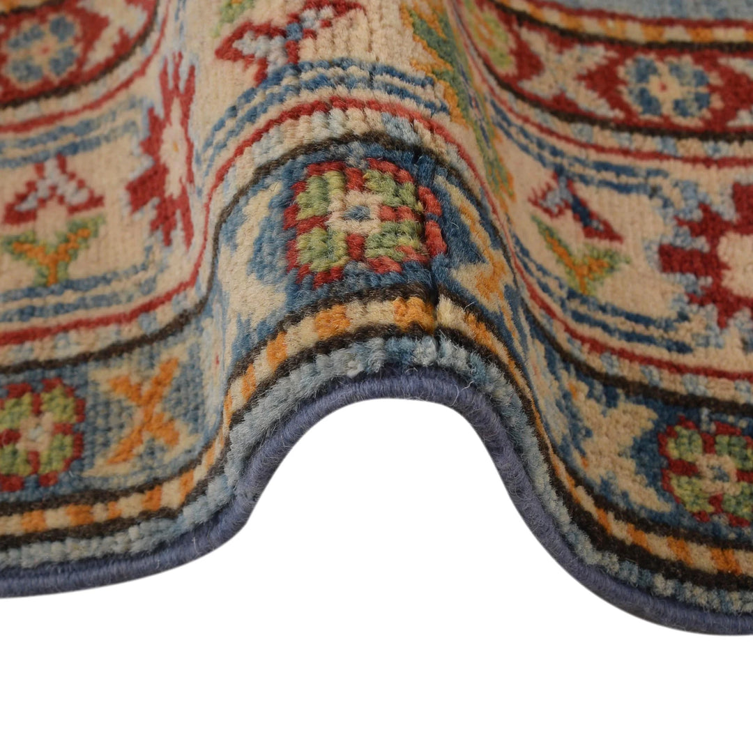 Blue Afghan Kazak Rug 2' 8" x 12' 9" Hand-Knotted | No. AL17082