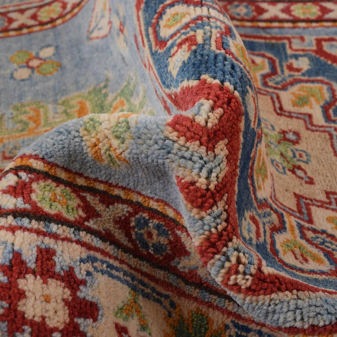 Blue Afghan Kazak Rug 2' 8" x 12' 9" Hand-Knotted | No. AL17082