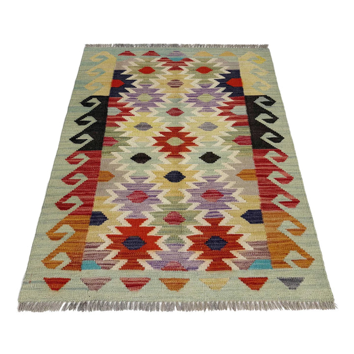 Afghan Vegetable Kilim Rug 2' 6" x 4' 0" Flat-Weave | No. AL171496