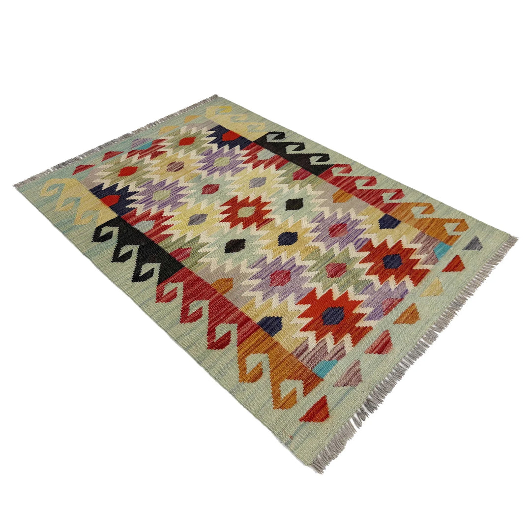 Afghan Vegetable Kilim Rug 2' 6" x 4' 0" Flat-Weave | No. AL171496