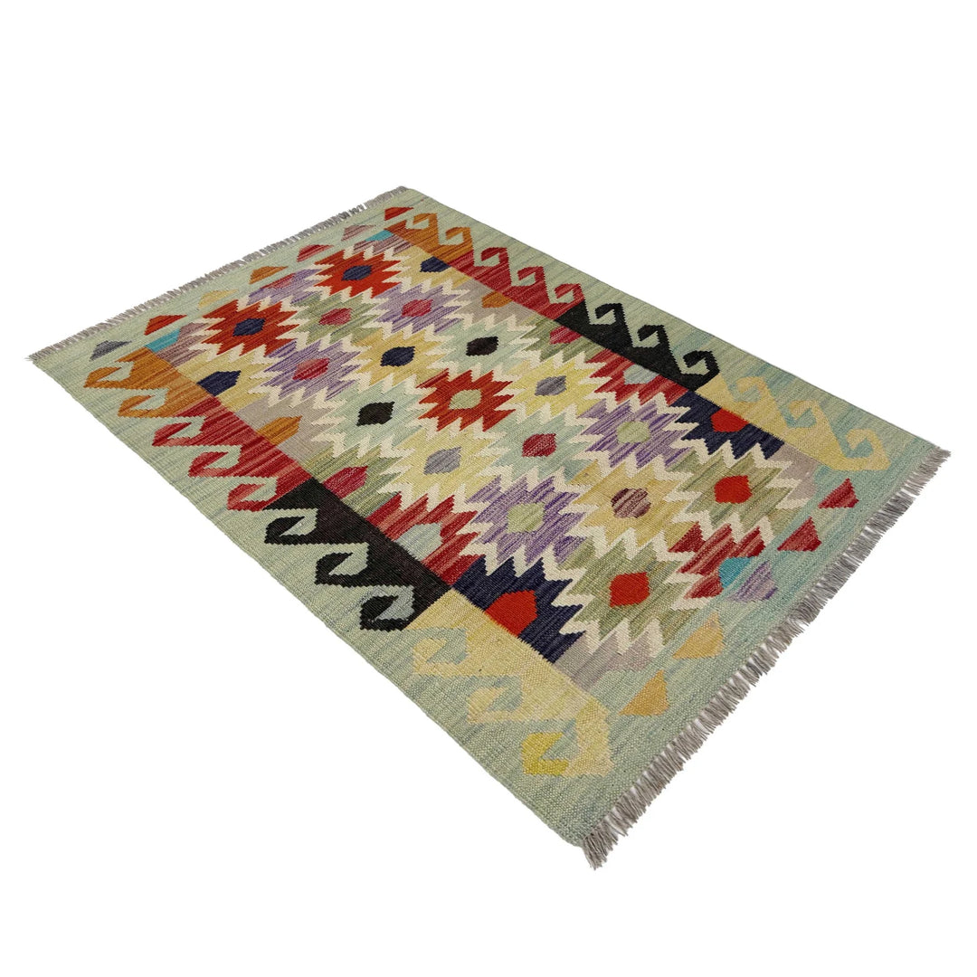 Afghan Vegetable Kilim Rug 2' 6" x 4' 0" Flat-Weave | No. AL171496