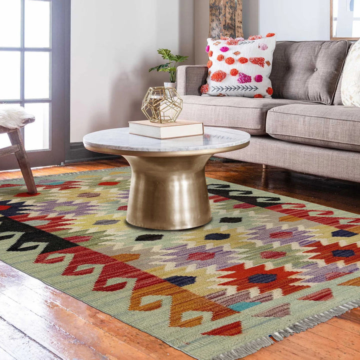 Afghan Vegetable Kilim Rug 2' 6" x 4' 0" Flat-Weave | No. AL171496