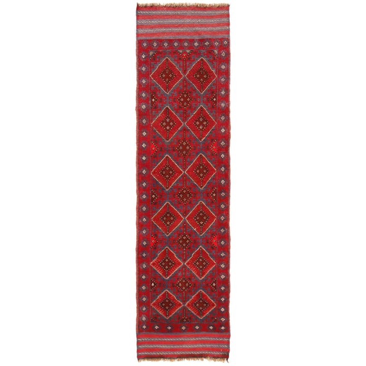Red Afghan Mashwani Rug 2' 1" x 8' 2" Hand-Knotted | No. AL17179