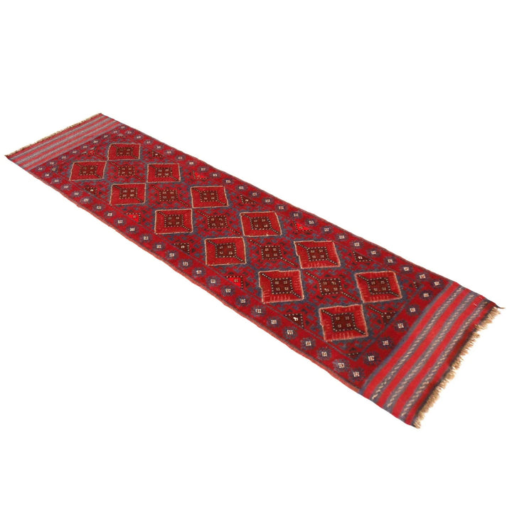 Red Afghan Mashwani Rug 2' 1" x 8' 2" Hand-Knotted | No. AL17179