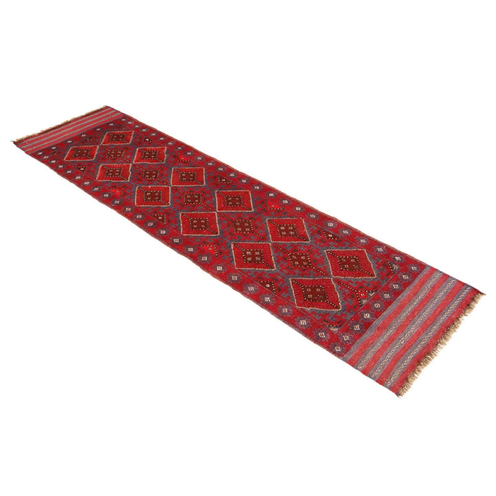 Red Afghan Mashwani Rug 2' 1" x 8' 2" Hand-Knotted | No. AL17179