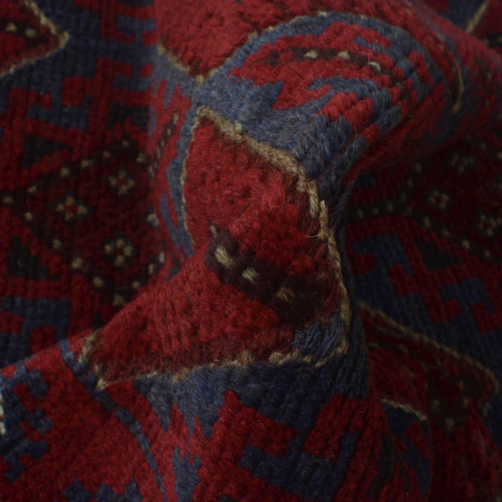Red Afghan Mashwani Rug 2' 1" x 8' 2" Hand-Knotted | No. AL17179