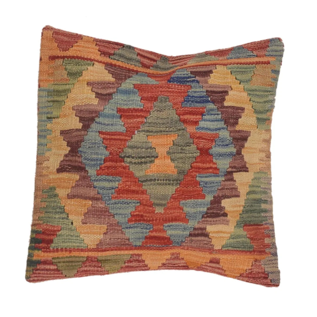 Afghan Kilim Cushion Cover 1' 6" x 1' 6" Flat-Weave | No. AL17189