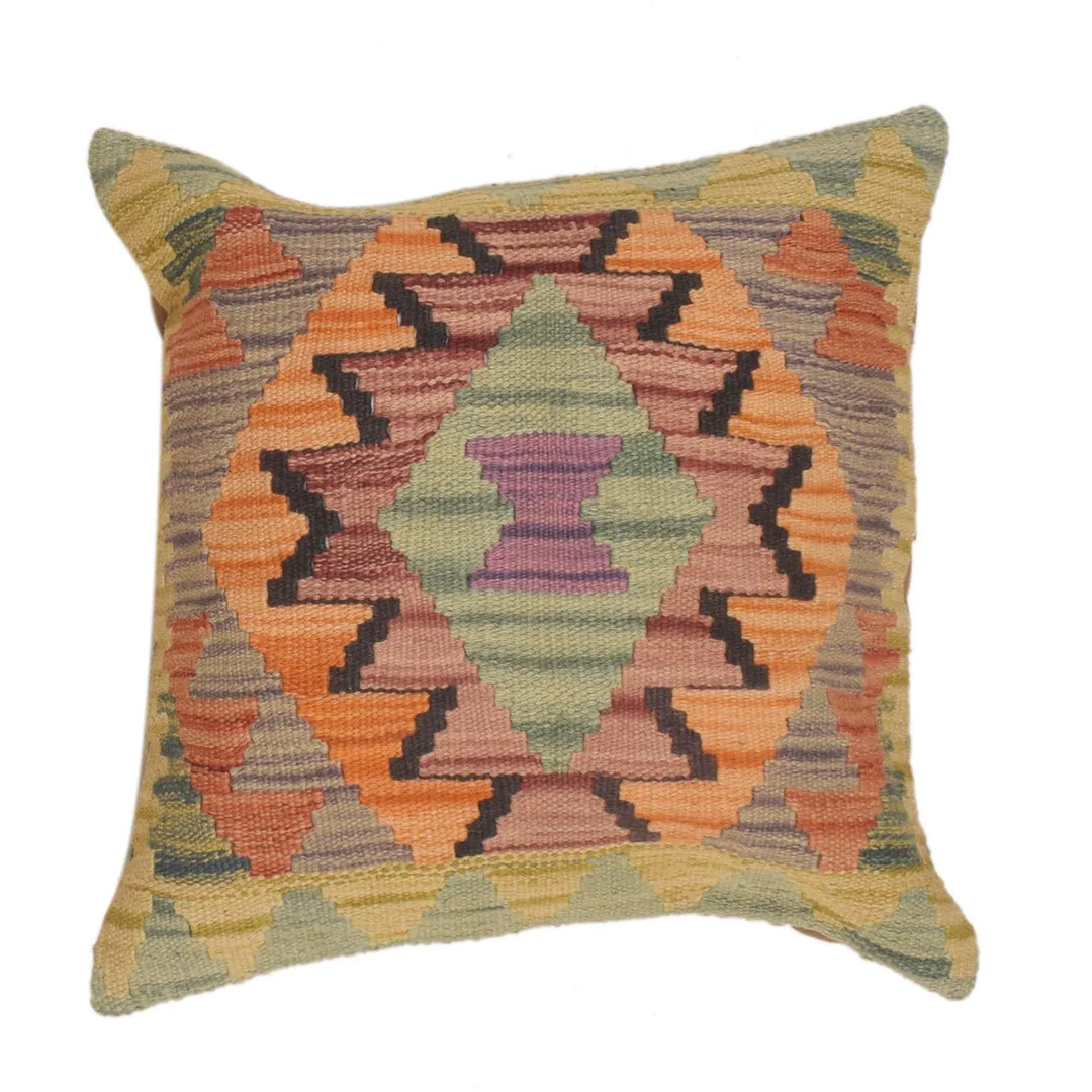 Afghan Turkish Design Cushion 1' 7" x 1' 6" Flat-Weave | No. AL17192