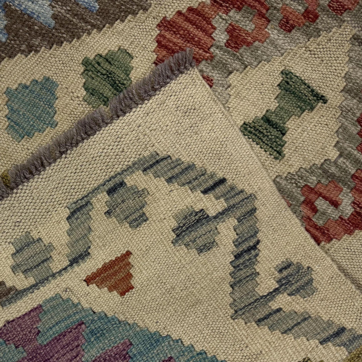 Afghan Vegetable Kilim Rug 2' 7" x 9' 8" Flat-Weave | No. AL172394