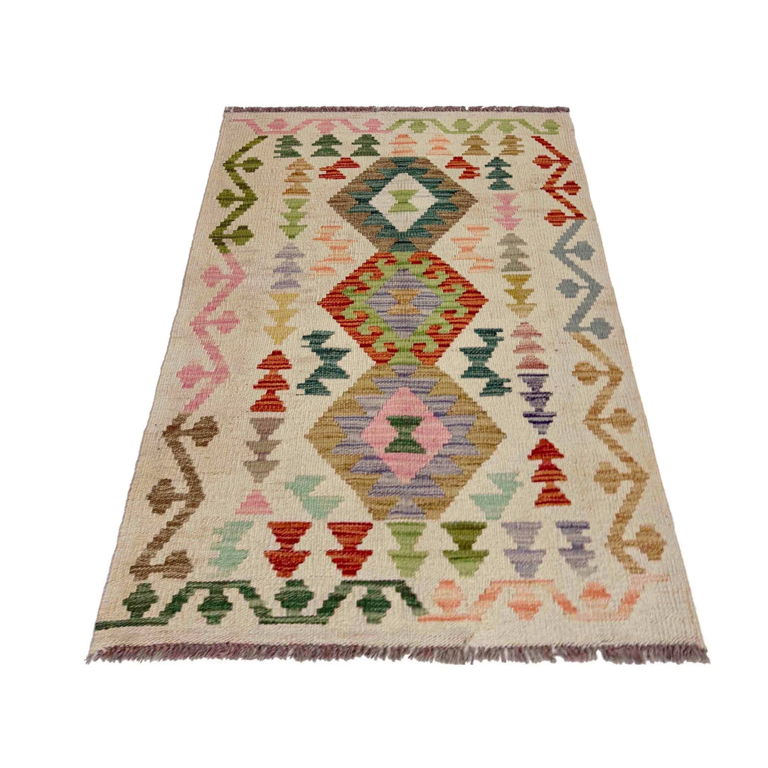 Afghan Vegetable Kilim Rug 2' 7" x 4' 1" Flat-Weave | No. AL172936