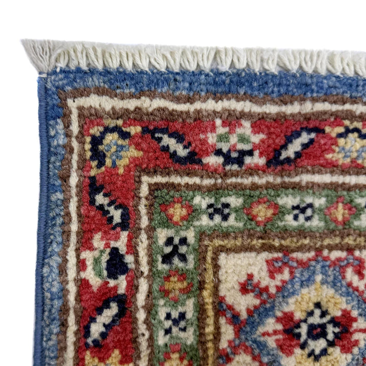 Blue Afghan Kazak Rug 4' 0" x 6' 1" Hand-Knotted | No. AL17305